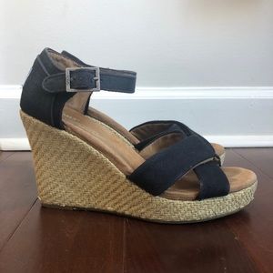 COPY - Toms Sierra wedge strappy black heel sz 7